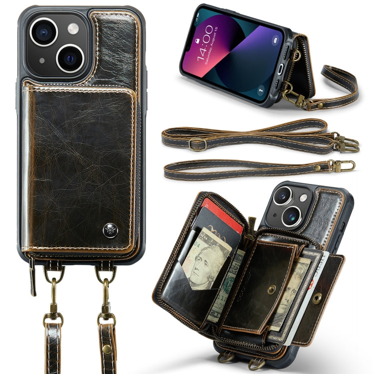 JEEHOOD C22 Series Zipper Wallet Leather Phone Case with Dual Lanyard, For iPhone 13, For iPhone 13 Pro, For iPhone 13 Pro Max, For iPhone 12, For iPhone 12 Pro Max, For iPhone 11, For iPhone 11 Pro, For iPhone 11 Pro Max