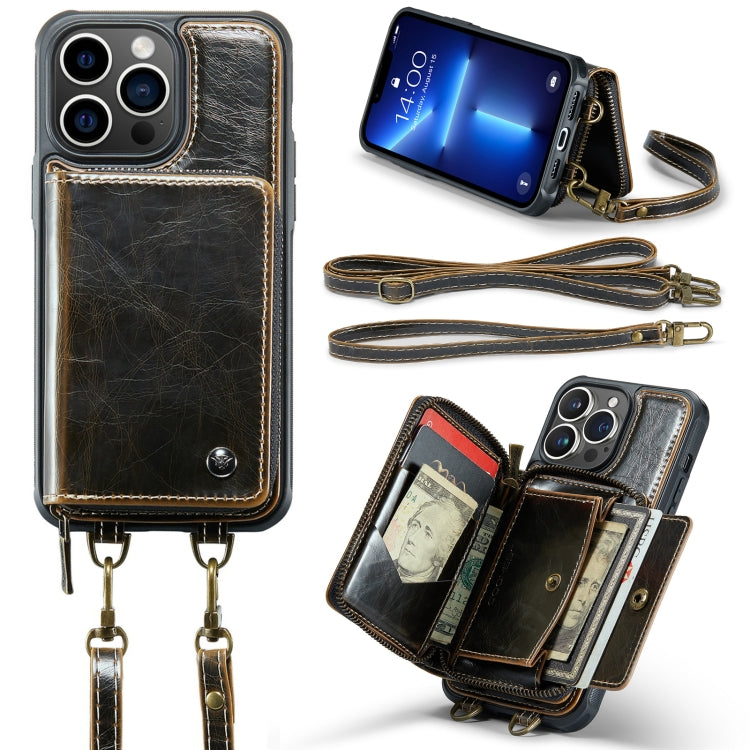 JEEHOOD C22 Series Zipper Wallet Leather Phone Case with Dual Lanyard, For iPhone 13, For iPhone 13 Pro, For iPhone 13 Pro Max, For iPhone 12, For iPhone 12 Pro Max, For iPhone 11, For iPhone 11 Pro, For iPhone 11 Pro Max