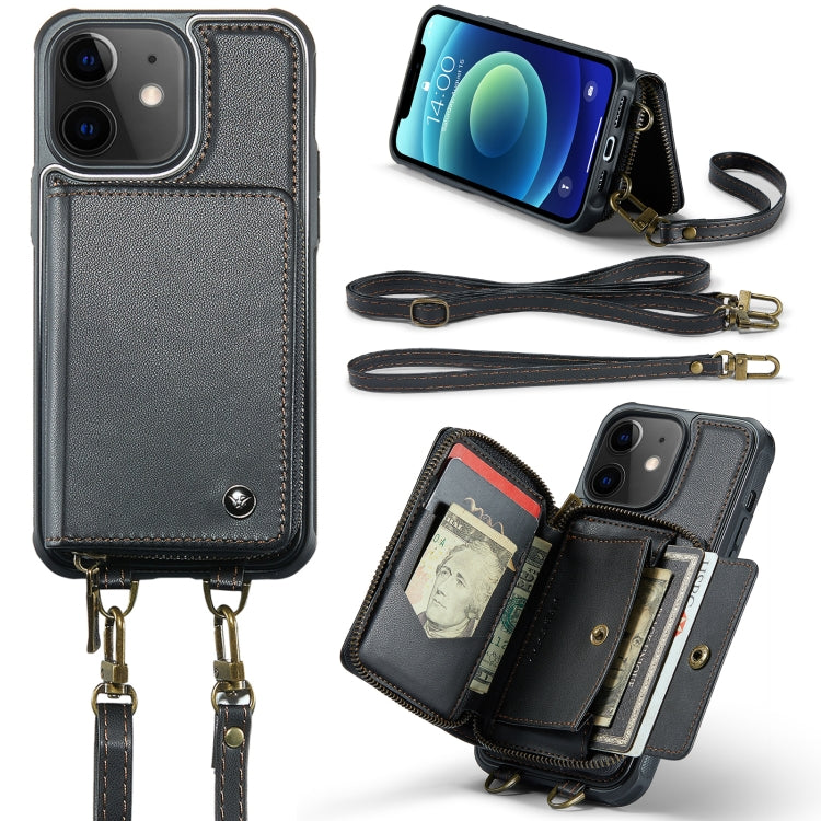 JEEHOOD C22 Series Zipper Wallet Leather Phone Case with Dual Lanyard, For iPhone 13, For iPhone 13 Pro, For iPhone 13 Pro Max, For iPhone 12, For iPhone 12 Pro Max, For iPhone 11, For iPhone 11 Pro, For iPhone 11 Pro Max