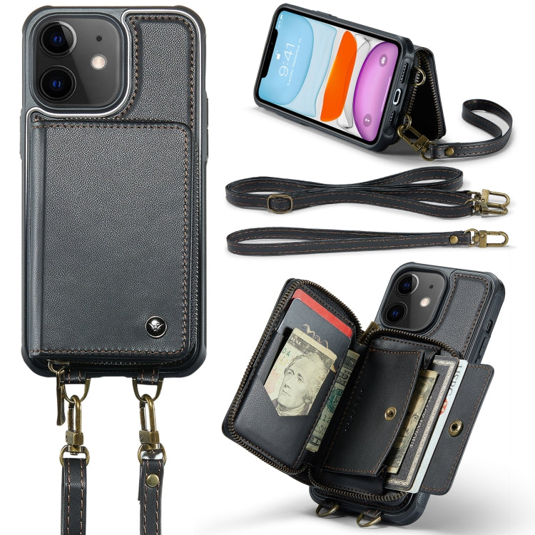 JEEHOOD C22 Series Zipper Wallet Leather Phone Case with Dual Lanyard, For iPhone 13, For iPhone 13 Pro, For iPhone 13 Pro Max, For iPhone 12, For iPhone 12 Pro Max, For iPhone 11, For iPhone 11 Pro, For iPhone 11 Pro Max