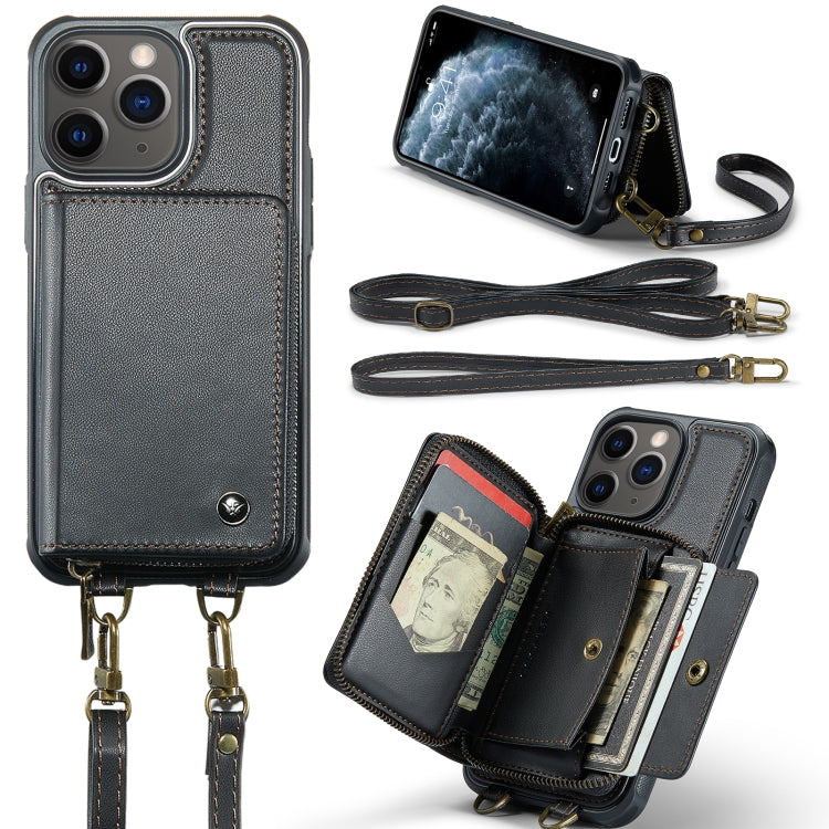 JEEHOOD C22 Series Zipper Wallet Leather Phone Case with Dual Lanyard, For iPhone 13, For iPhone 13 Pro, For iPhone 13 Pro Max, For iPhone 12, For iPhone 12 Pro Max, For iPhone 11, For iPhone 11 Pro, For iPhone 11 Pro Max