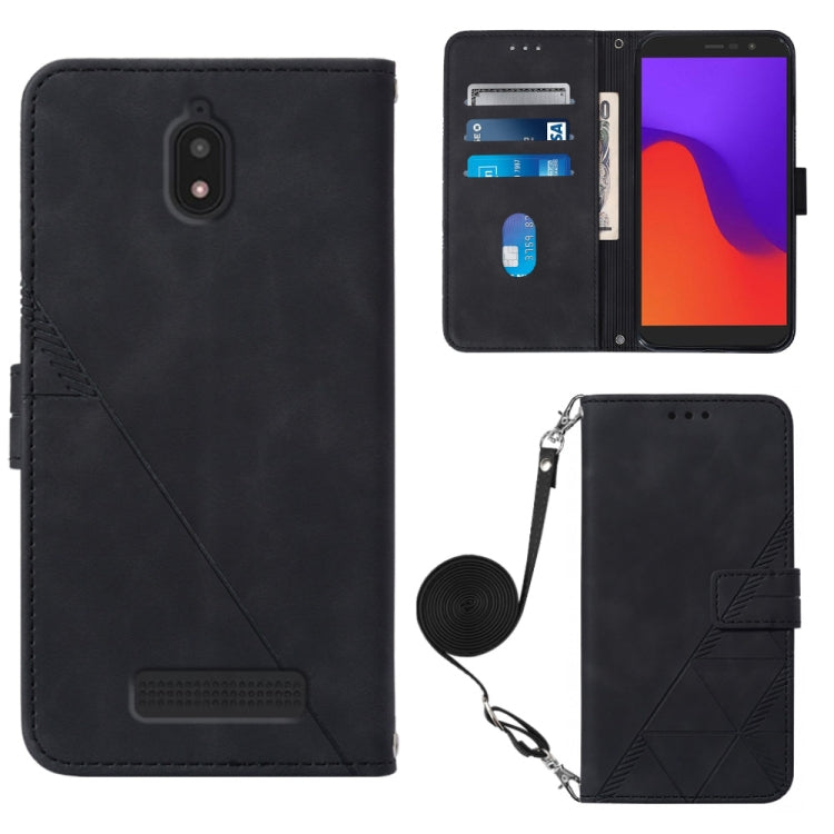 Crossbody 3D Embossed Flip Leather Phone Case, For BLU View 2 2020/2022, For Infinix Hot 20 4G, For Infinix Hot 20 5G, For Infinix Hot 20 Play, For Infinix Hot 20S/20 Pro, For Infinix Smart 7