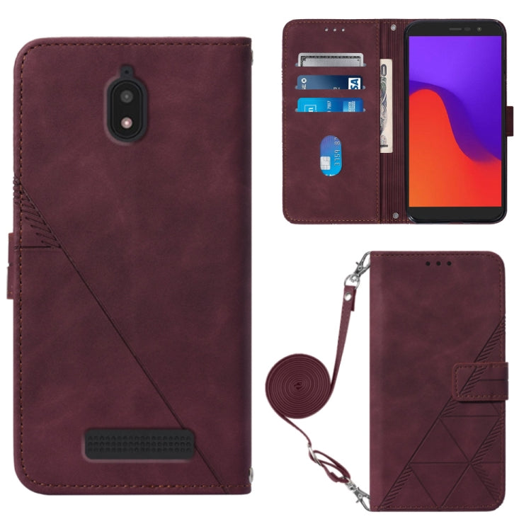 Crossbody 3D Embossed Flip Leather Phone Case, For BLU View 2 2020/2022, For Infinix Hot 20 4G, For Infinix Hot 20 5G, For Infinix Hot 20 Play, For Infinix Hot 20S/20 Pro, For Infinix Smart 7