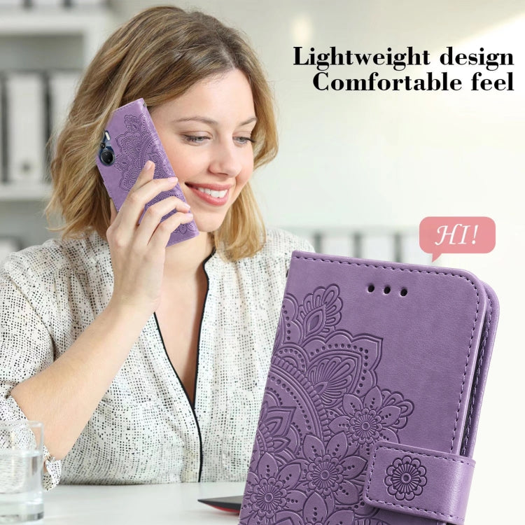 7-petal Flowers Embossing Leather Phone Case, For Infinix Hot 20 4G, For Infinix Hot 20s, For Infinix Note 12 / G96