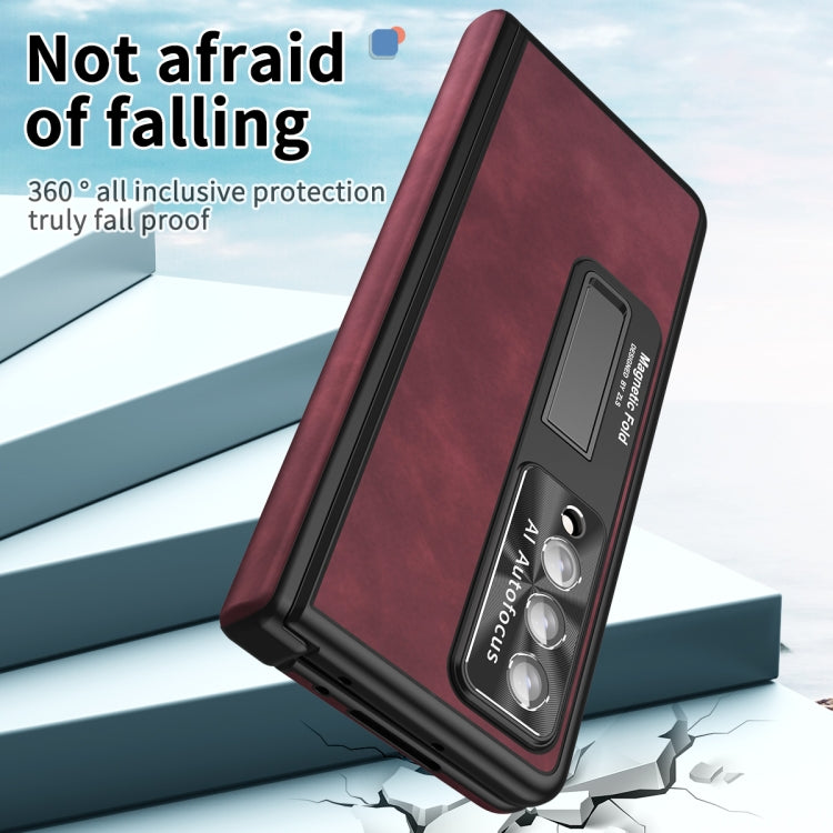 Napa Pattern All-inclusive Magnetic Phone Case, For Samsung Galaxy Z Fold4