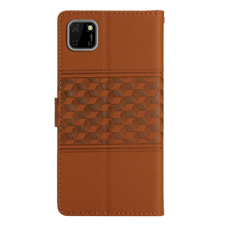 Diamond Embossed Skin Feel Leather Phone Case with Lanyard, For Huawei Y5p, For Huawei Y6p
