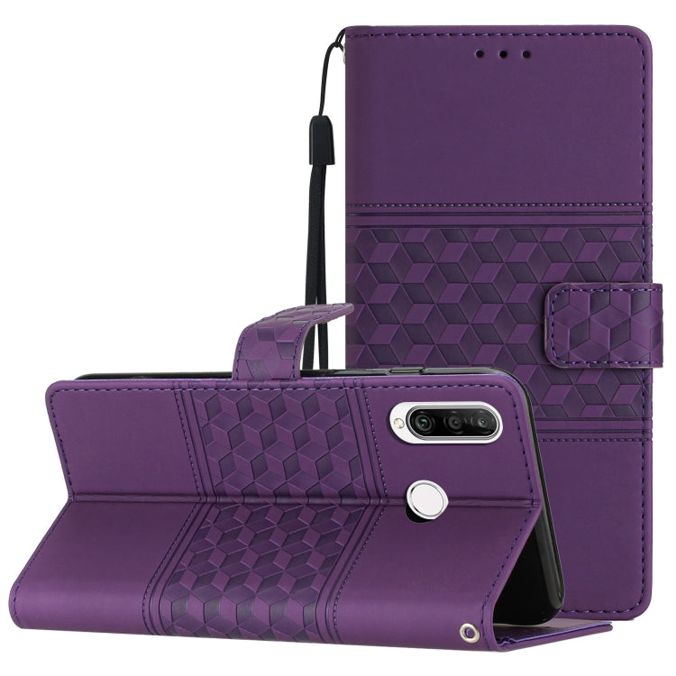 Diamond Embossed Skin Feel Leather Phone Case with Lanyard, For Huawei Y5p, For Huawei Y6p
