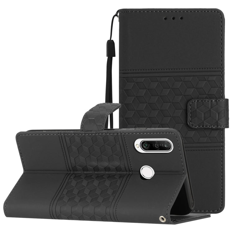 Diamond Embossed Skin Feel Leather Phone Case with Lanyard, For Huawei Y5p, For Huawei Y6p