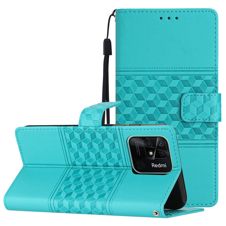 Diamond Embossed Skin Feel Leather Phone Case with Lanyard, For Xiaomi Redmi Note 9 5G / Note 9T, For Xiaomi Redmi 9A, For Xiaomi Redmi 9C, For Xiaomi Redmi 10, For Xiaomi Redmi 10 2022, For Xiaomi Redmi 10A, For Xiaomi Redmi 10C, For Xiaomi Redmi A1