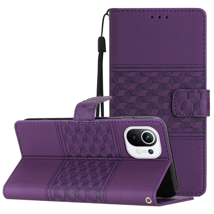 Diamond Embossed Skin Feel Leather Phone Case with Lanyard, For Xiaomi Mi 11 Lite, For Xiaomi Mi 11 Pro, For Xiaomi Mi 11T / 11T Pro, For Xiaomi 12 Lite, For Xiaomi 12 Pro, For Xiaomi 12T / 12T Pro, For Xiaomi Mi 11 Ultra