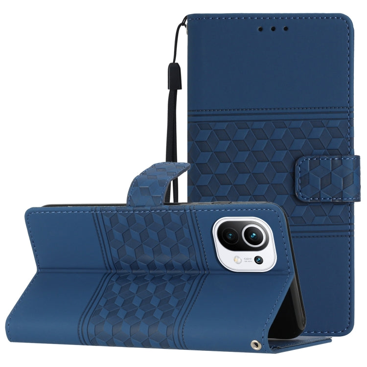 Diamond Embossed Skin Feel Leather Phone Case with Lanyard, For Xiaomi Mi 11 Lite, For Xiaomi Mi 11 Pro, For Xiaomi Mi 11T / 11T Pro, For Xiaomi 12 Lite, For Xiaomi 12 Pro, For Xiaomi 12T / 12T Pro, For Xiaomi Mi 11 Ultra