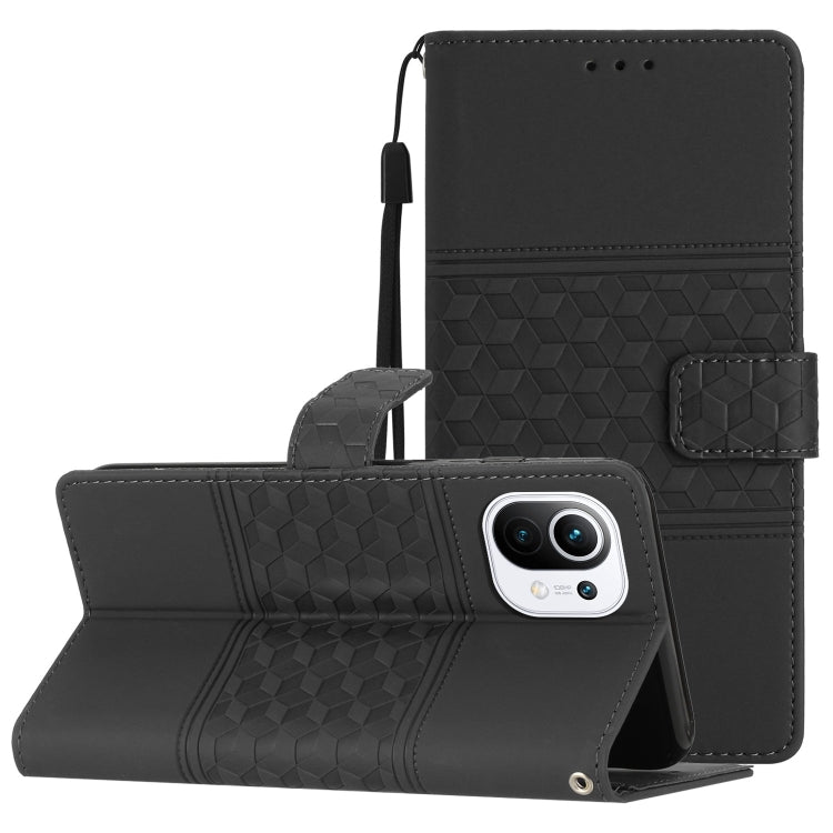 Diamond Embossed Skin Feel Leather Phone Case with Lanyard, For Xiaomi Mi 11 Lite, For Xiaomi Mi 11 Pro, For Xiaomi Mi 11T / 11T Pro, For Xiaomi 12 Lite, For Xiaomi 12 Pro, For Xiaomi 12T / 12T Pro, For Xiaomi Mi 11 Ultra