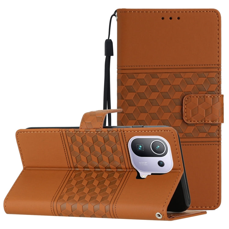 Diamond Embossed Skin Feel Leather Phone Case with Lanyard, For Xiaomi Mi 11 Lite, For Xiaomi Mi 11 Pro, For Xiaomi Mi 11T / 11T Pro, For Xiaomi 12 Lite, For Xiaomi 12 Pro, For Xiaomi 12T / 12T Pro, For Xiaomi Mi 11 Ultra