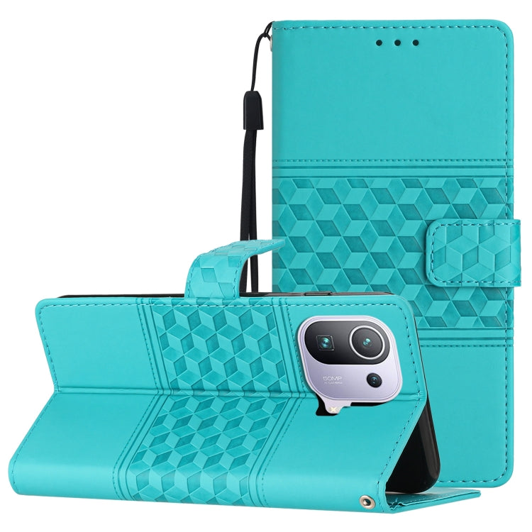Diamond Embossed Skin Feel Leather Phone Case with Lanyard, For Xiaomi Mi 11 Lite, For Xiaomi Mi 11 Pro, For Xiaomi Mi 11T / 11T Pro, For Xiaomi 12 Lite, For Xiaomi 12 Pro, For Xiaomi 12T / 12T Pro, For Xiaomi Mi 11 Ultra