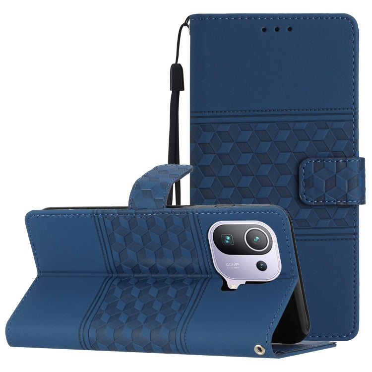 Diamond Embossed Skin Feel Leather Phone Case with Lanyard, For Xiaomi Mi 11 Lite, For Xiaomi Mi 11 Pro, For Xiaomi Mi 11T / 11T Pro, For Xiaomi 12 Lite, For Xiaomi 12 Pro, For Xiaomi 12T / 12T Pro, For Xiaomi Mi 11 Ultra