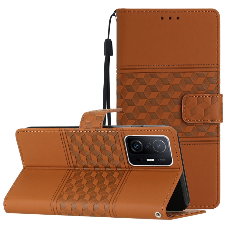 Diamond Embossed Skin Feel Leather Phone Case with Lanyard, For Xiaomi Mi 11 Lite, For Xiaomi Mi 11 Pro, For Xiaomi Mi 11T / 11T Pro, For Xiaomi 12 Lite, For Xiaomi 12 Pro, For Xiaomi 12T / 12T Pro, For Xiaomi Mi 11 Ultra