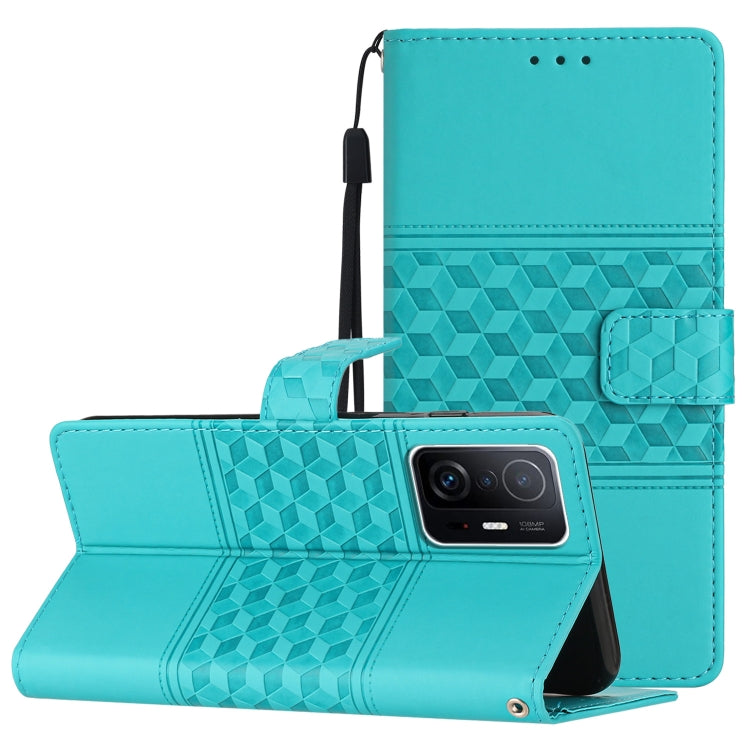 Diamond Embossed Skin Feel Leather Phone Case with Lanyard, For Xiaomi Mi 11 Lite, For Xiaomi Mi 11 Pro, For Xiaomi Mi 11T / 11T Pro, For Xiaomi 12 Lite, For Xiaomi 12 Pro, For Xiaomi 12T / 12T Pro, For Xiaomi Mi 11 Ultra