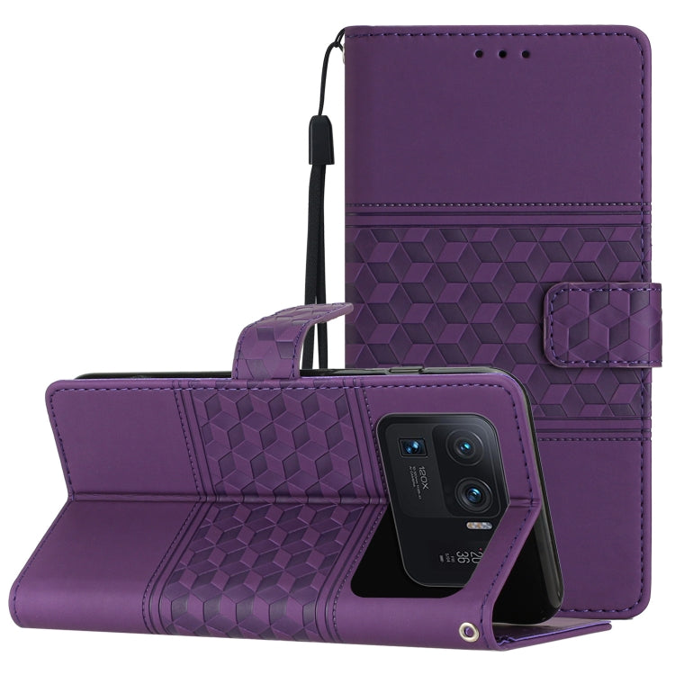 Diamond Embossed Skin Feel Leather Phone Case with Lanyard, For Xiaomi Mi 11 Lite, For Xiaomi Mi 11 Pro, For Xiaomi Mi 11T / 11T Pro, For Xiaomi 12 Lite, For Xiaomi 12 Pro, For Xiaomi 12T / 12T Pro, For Xiaomi Mi 11 Ultra