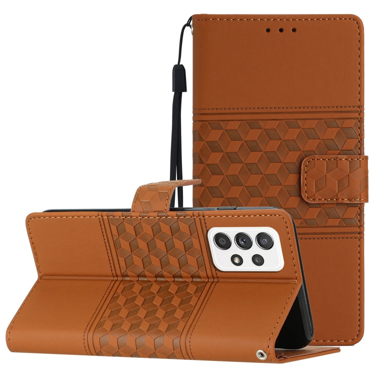Diamond Embossed Skin Feel Leather Phone Case with Lanyard, For Samsung Galaxy A70, For Samsung Galaxy A71, For Samsung Galaxy A72, For Samsung Galaxy A73, For Samsung Galaxy M23, For Samsung Galaxy M32, For Samsung Galaxy M33, For Samsung Galaxy M52