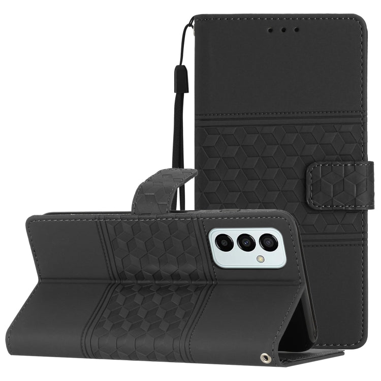 Diamond Embossed Skin Feel Leather Phone Case with Lanyard, For Samsung Galaxy A70, For Samsung Galaxy A71, For Samsung Galaxy A72, For Samsung Galaxy A73, For Samsung Galaxy M23, For Samsung Galaxy M32, For Samsung Galaxy M33, For Samsung Galaxy M52