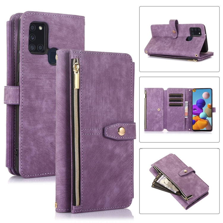 Dream 9-Card Wallet Zipper Bag Leather Phone Case, For Samsung Galaxy A10, For Samsung Galaxy A21s, For Samsung Galaxy A72 4G / 5G