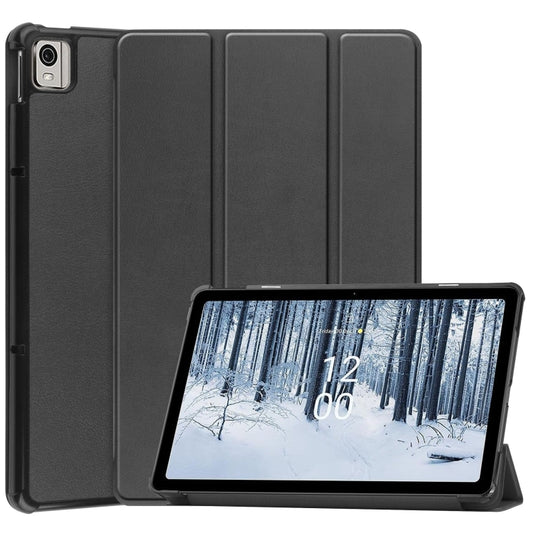 Custer Pure Color 3-Fold Holder Leather Smart Tablet Case, For Nokia T21