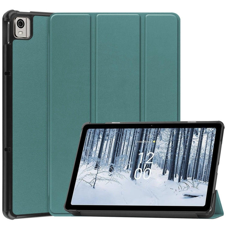 Custer Pure Color 3-Fold Holder Leather Smart Tablet Case, For Nokia T21