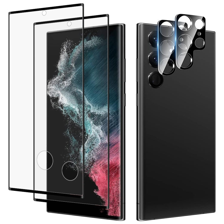 2pcs 3D Curved Edge Full Screen Tempered Glass Film with 2pcs Lens Protector, For Samsung Galaxy S22+ 5G(ZH), For Samsung Galaxy S22 5G(ZH), For Samsung Galaxy S22 Ultra 5G(ZH)
