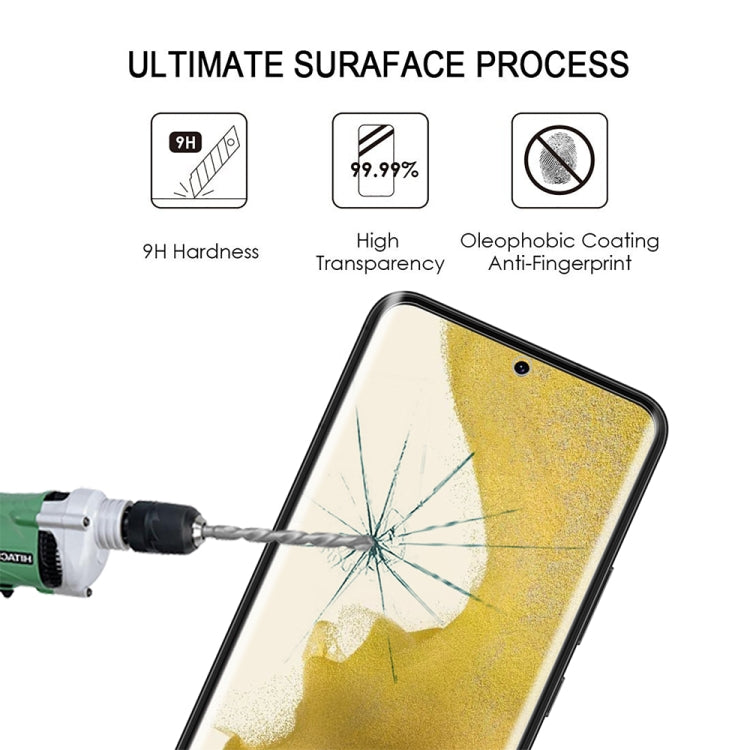2pcs 3D Edge Glue Tempered Glass Full Film with 2pcs Aluminum Lens Film Set, Support Fingerprint Unlock, For Samsung Galaxy S23 5G, For Samsung Galaxy S23+ 5G, For Samsung Galaxy S23 Ultra 5G
