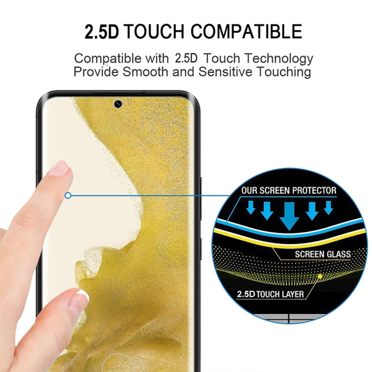 2pcs 3D Edge Glue Tempered Glass Full Film with 2pcs Aluminum Lens Film Set, Support Fingerprint Unlock, For Samsung Galaxy S23 5G, For Samsung Galaxy S23+ 5G, For Samsung Galaxy S23 Ultra 5G