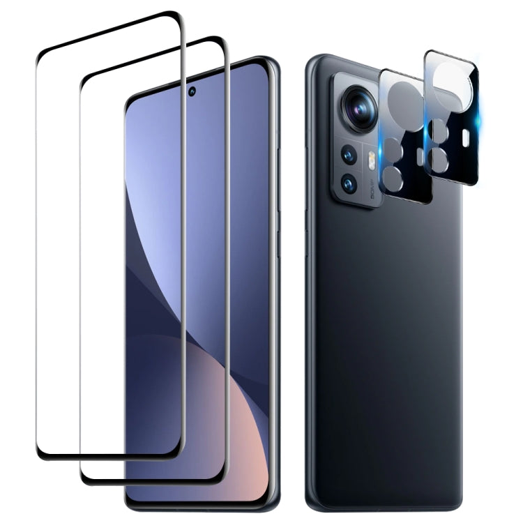 2pcs 3D Edge Glue Tempered Glass Full Film with 2pcs Lens Film Set, For Xiaomi 12 (Set), For Xiaomi 12 Pro (Set)