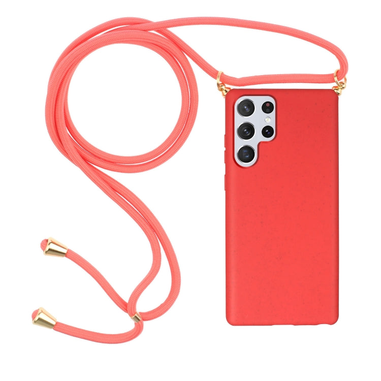 Wheat Straw Material + TPU Protective Case with Lanyard, For Samsung Galaxy S23 5G, For Samsung Galaxy S23+ 5G, For Samsung Galaxy S23 Ultra 5G