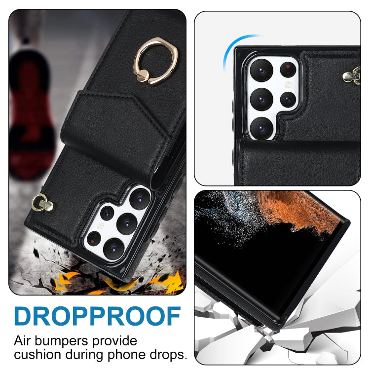 Ring Holder RFID Card Slot Phone Case, For Samsung Galaxy S23 Ultra 5G