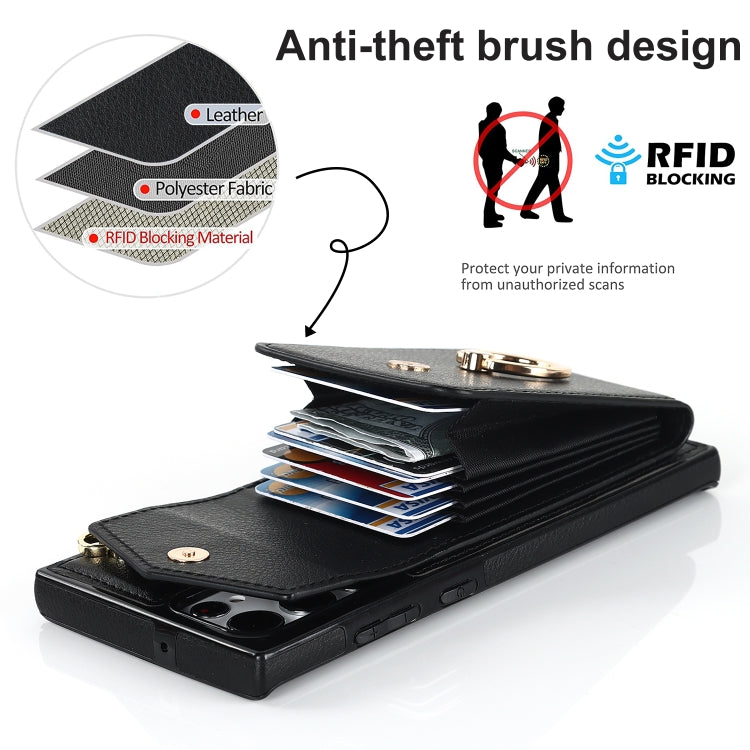 Ring Holder RFID Card Slot Phone Case, For Samsung Galaxy S23 Ultra 5G