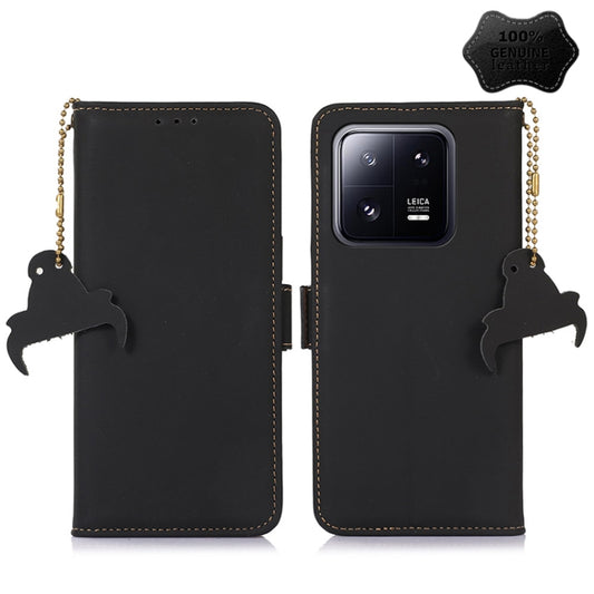 Genuine Leather Magnetic RFID Leather Phone Case, For Xiaomi 13, For Xiaomi 13 Pro