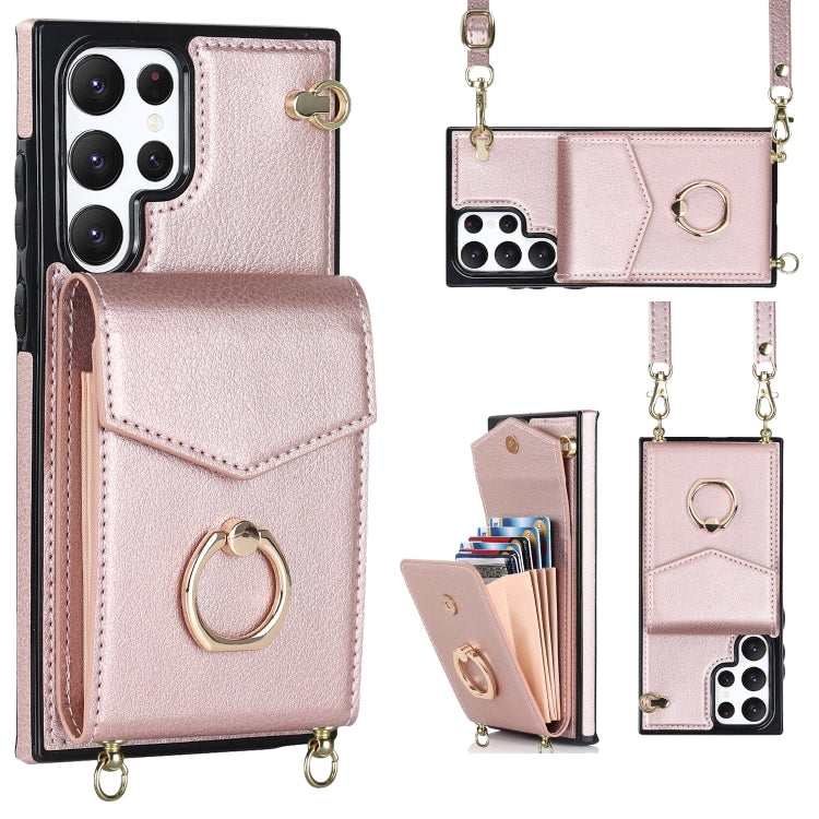 Ring Holder RFID Card Slot Phone Case with Long Lanyard, For iPhone 14, For iPhone 14 Plus, For iPhone 14 Pro, For iPhone 14 Pro Max, For Samsung Galaxy S22 5G, For Samsung Galaxy S22+ 5G, For Samsung Galaxy S22 Ultra 5G, For Samsung Galaxy S23 5G     ...