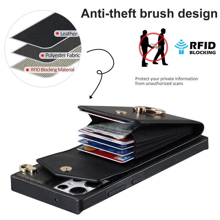 Ring Holder RFID Card Slot Phone Case with Long Lanyard, For Samsung Galaxy S23 Ultra 5G