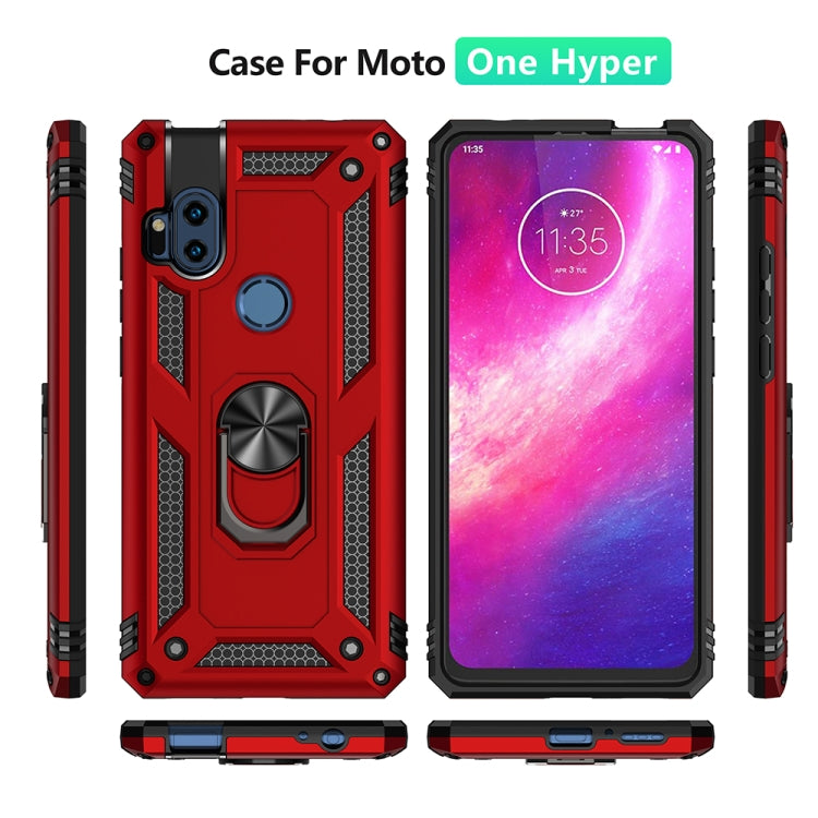 Shockproof TPU + PC Protective Case with 360 Degree Rotating Holder, For Motorola One Hyper