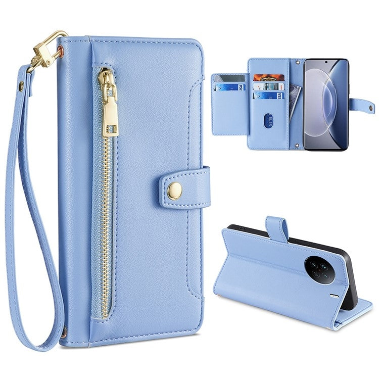 Sheep Texture Cross-body Zipper Wallet Leather Phone Case, For Realme 10 Pro 5G, For Realme GT2 Pro, For vivo X60, For vivo X90, For vivo X90 Pro / X90 Pro+, For Google Pixel 7 5G, For Google Pixel 7 Pro, For ASUS Zenfone 9 / Zenfone 9Z
