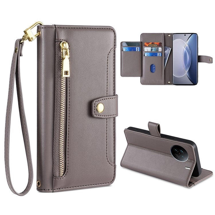 Sheep Texture Cross-body Zipper Wallet Leather Phone Case, For Realme 10 Pro 5G, For Realme GT2 Pro, For vivo X60, For vivo X90, For vivo X90 Pro / X90 Pro+, For Google Pixel 7 5G, For Google Pixel 7 Pro, For ASUS Zenfone 9 / Zenfone 9Z