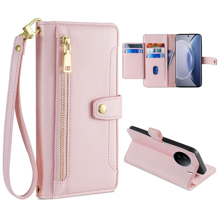 Sheep Texture Cross-body Zipper Wallet Leather Phone Case, For Realme 10 Pro 5G, For Realme GT2 Pro, For vivo X60, For vivo X90, For vivo X90 Pro / X90 Pro+, For Google Pixel 7 5G, For Google Pixel 7 Pro, For ASUS Zenfone 9 / Zenfone 9Z