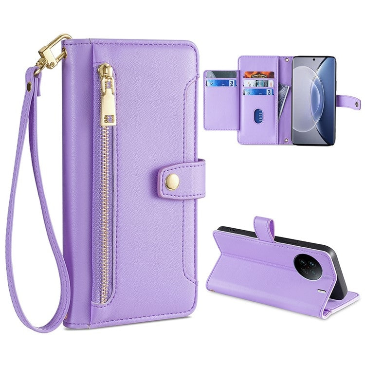 Sheep Texture Cross-body Zipper Wallet Leather Phone Case, For Realme 10 Pro 5G, For Realme GT2 Pro, For vivo X60, For vivo X90, For vivo X90 Pro / X90 Pro+, For Google Pixel 7 5G, For Google Pixel 7 Pro, For ASUS Zenfone 9 / Zenfone 9Z