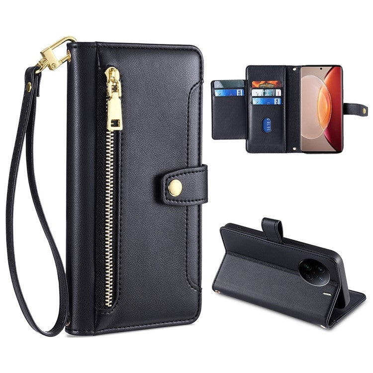 Sheep Texture Cross-body Zipper Wallet Leather Phone Case, For Realme 10 Pro 5G, For Realme GT2 Pro, For vivo X60, For vivo X90, For vivo X90 Pro / X90 Pro+, For Google Pixel 7 5G, For Google Pixel 7 Pro, For ASUS Zenfone 9 / Zenfone 9Z