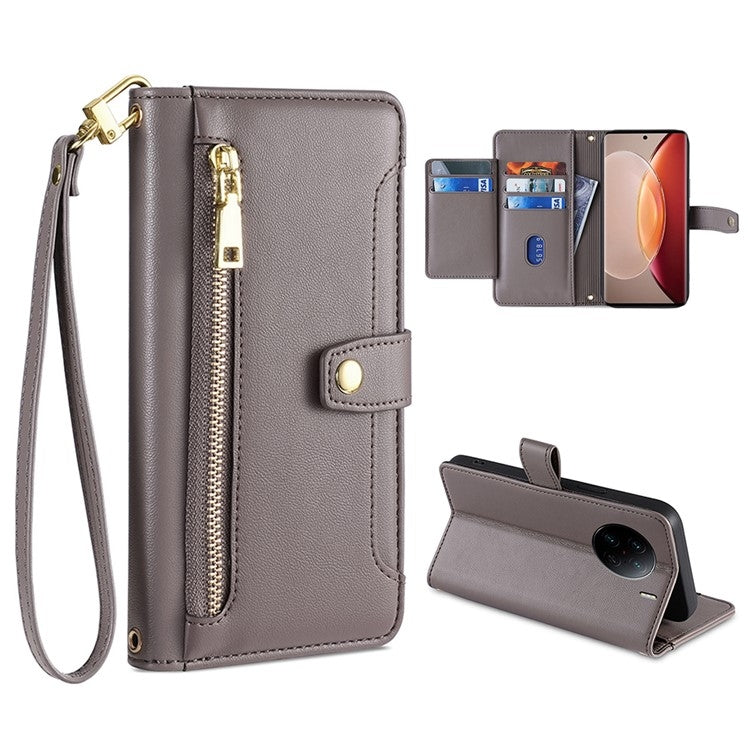 Sheep Texture Cross-body Zipper Wallet Leather Phone Case, For Realme 10 Pro 5G, For Realme GT2 Pro, For vivo X60, For vivo X90, For vivo X90 Pro / X90 Pro+, For Google Pixel 7 5G, For Google Pixel 7 Pro, For ASUS Zenfone 9 / Zenfone 9Z