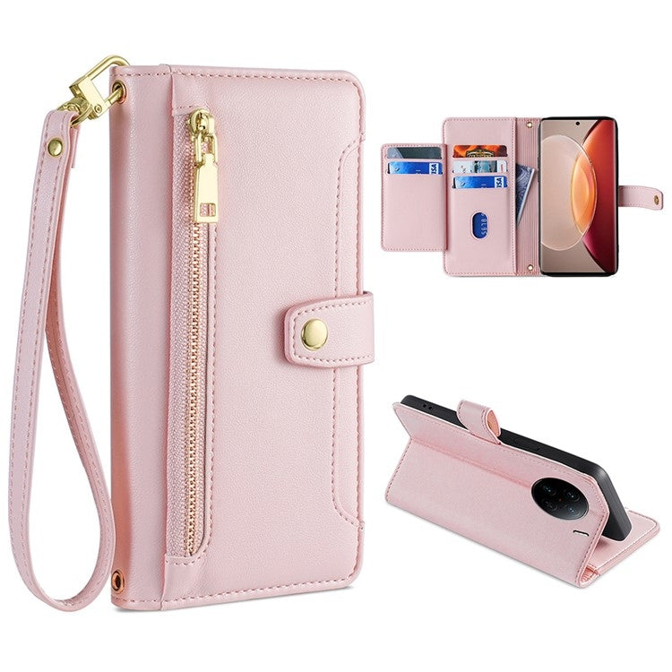 Sheep Texture Cross-body Zipper Wallet Leather Phone Case, For Realme 10 Pro 5G, For Realme GT2 Pro, For vivo X60, For vivo X90, For vivo X90 Pro / X90 Pro+, For Google Pixel 7 5G, For Google Pixel 7 Pro, For ASUS Zenfone 9 / Zenfone 9Z