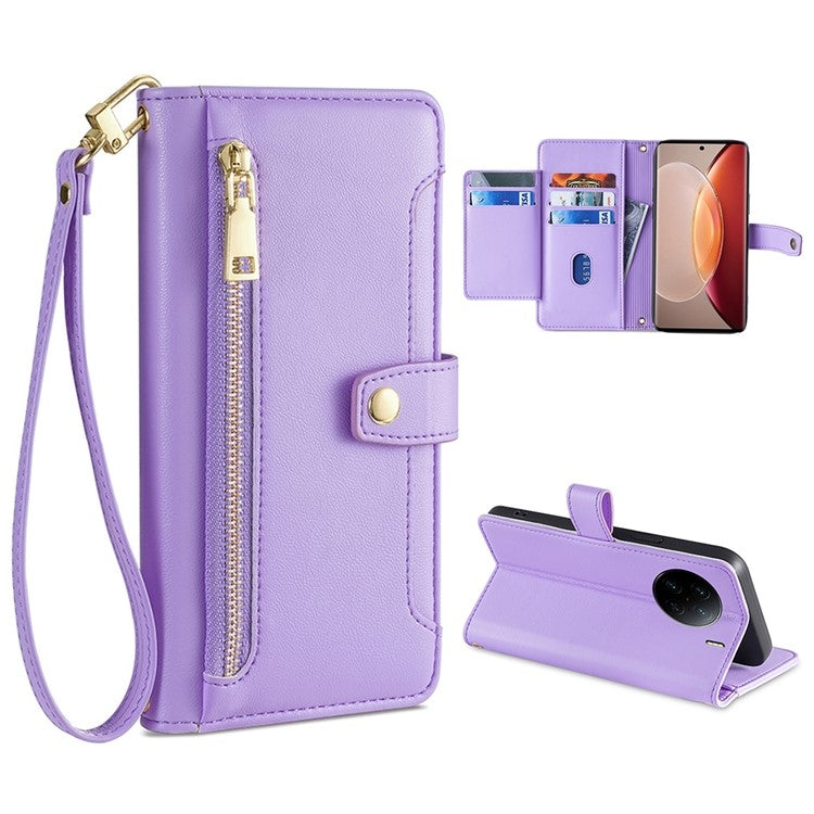 Sheep Texture Cross-body Zipper Wallet Leather Phone Case, For Realme 10 Pro 5G, For Realme GT2 Pro, For vivo X60, For vivo X90, For vivo X90 Pro / X90 Pro+, For Google Pixel 7 5G, For Google Pixel 7 Pro, For ASUS Zenfone 9 / Zenfone 9Z