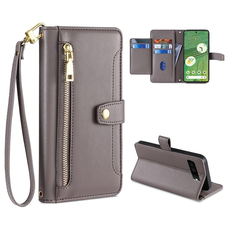Sheep Texture Cross-body Zipper Wallet Leather Phone Case, For Realme 10 Pro 5G, For Realme GT2 Pro, For vivo X60, For vivo X90, For vivo X90 Pro / X90 Pro+, For Google Pixel 7 5G, For Google Pixel 7 Pro, For ASUS Zenfone 9 / Zenfone 9Z