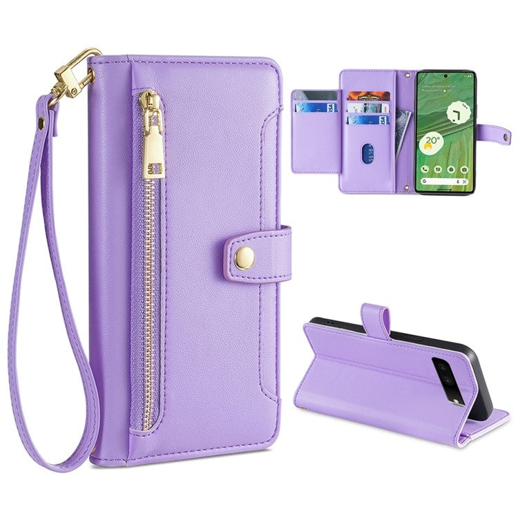 Sheep Texture Cross-body Zipper Wallet Leather Phone Case, For Realme 10 Pro 5G, For Realme GT2 Pro, For vivo X60, For vivo X90, For vivo X90 Pro / X90 Pro+, For Google Pixel 7 5G, For Google Pixel 7 Pro, For ASUS Zenfone 9 / Zenfone 9Z