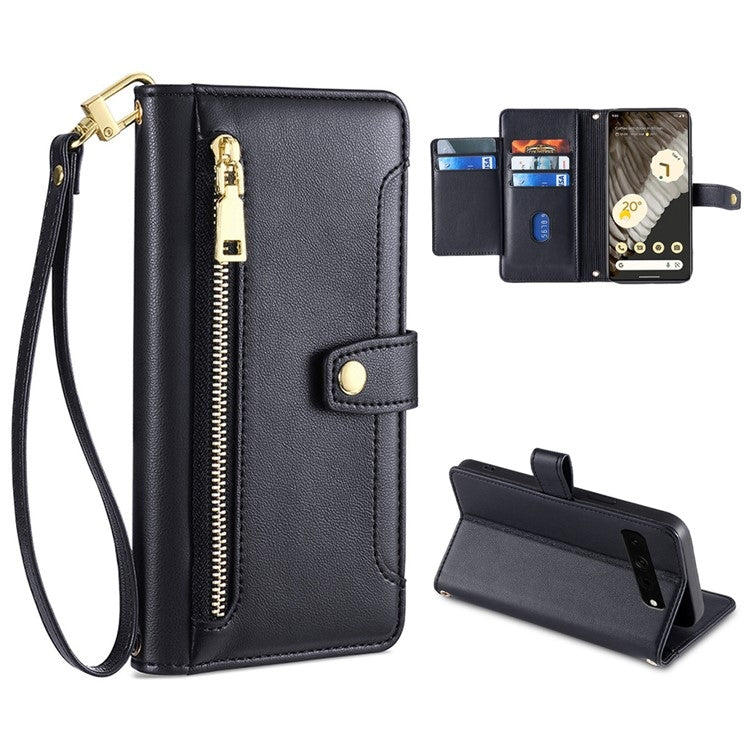 Sheep Texture Cross-body Zipper Wallet Leather Phone Case, For Realme 10 Pro 5G, For Realme GT2 Pro, For vivo X60, For vivo X90, For vivo X90 Pro / X90 Pro+, For Google Pixel 7 5G, For Google Pixel 7 Pro, For ASUS Zenfone 9 / Zenfone 9Z