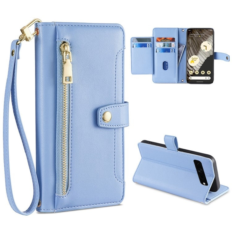 Sheep Texture Cross-body Zipper Wallet Leather Phone Case, For Realme 10 Pro 5G, For Realme GT2 Pro, For vivo X60, For vivo X90, For vivo X90 Pro / X90 Pro+, For Google Pixel 7 5G, For Google Pixel 7 Pro, For ASUS Zenfone 9 / Zenfone 9Z